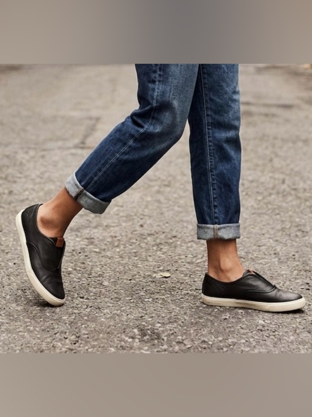 FRYE I’ve Slip On Black Leather Sneakers Size 8.5M